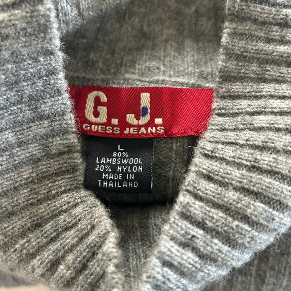 Vintage Guess Jeans Ribbed Mock Turtleneck Lambswool Sweater Sz. Large Unisex - Picture 7 of 9